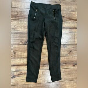 Loft Green Slim Ankle Faux Suede Leggings with Zip Pocket Detail Small